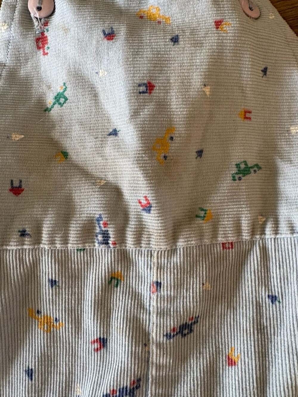 Vintage Health-tex Baby Boys Light Blue Corduroy Overalls with Vehicle Print 24 - Picture 3 of 7